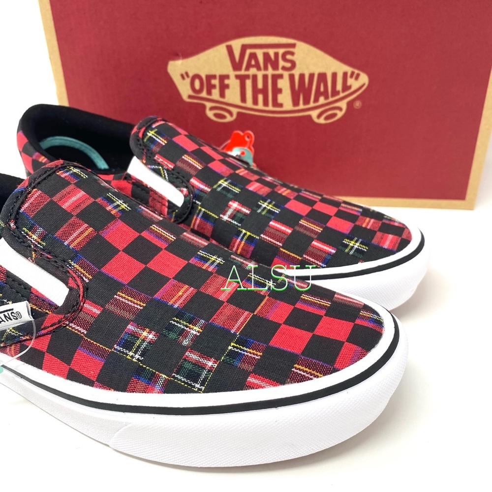 Vans Comfycush Slip On Canvas Plaid Check Red Wome - Picture 7 of 9
